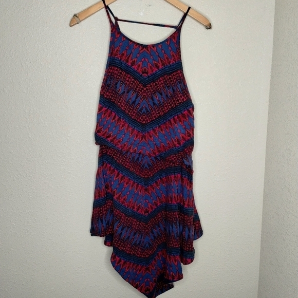 Free People Trapeze Mini Dress Red Blue size Small - Picture 1 of 7